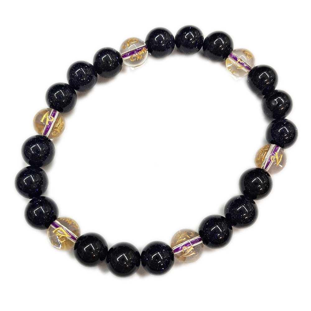 六字真言{水晶}&藍砂石手珠8mm【十方】153504