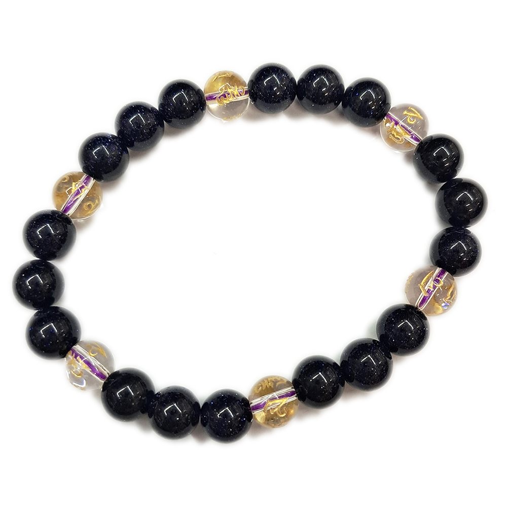 六字真言{水晶}&藍砂石手珠8mm【十方】153504