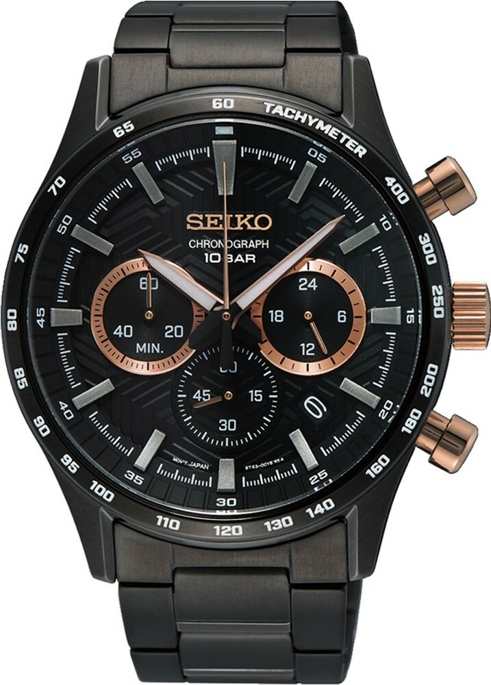 萬年鐘錶 - SEIKO   CS 系列  質感經典全黑三眼計時男錶  SSB475P1 / 8T63-00Y0U  錶徑43MM