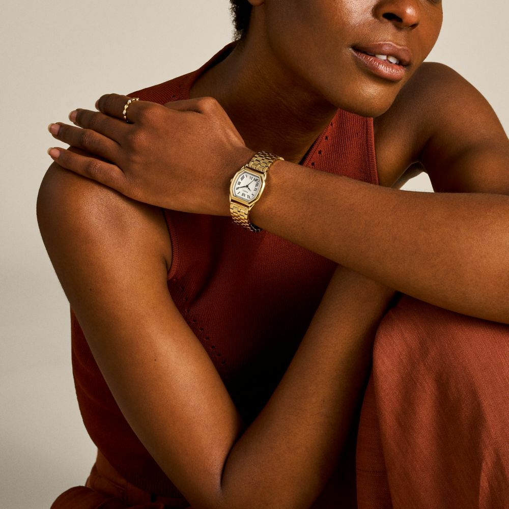 Harlow 永恆八芒復古羅馬數字女錶 金色不鏽鋼鍊帶 27MM ES5361