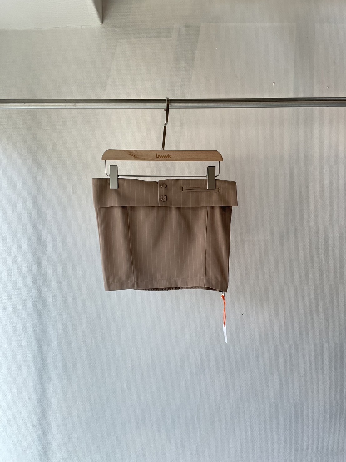 卡其條紋 翻領平口上衣