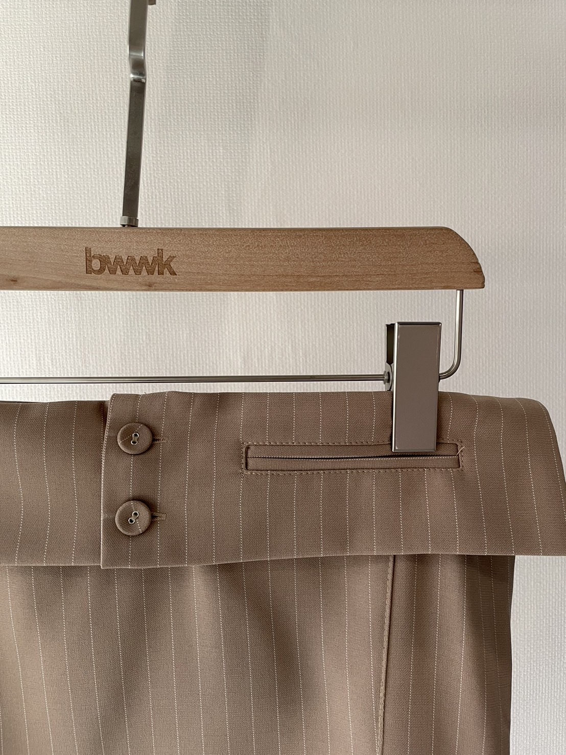 卡其條紋 翻領平口上衣