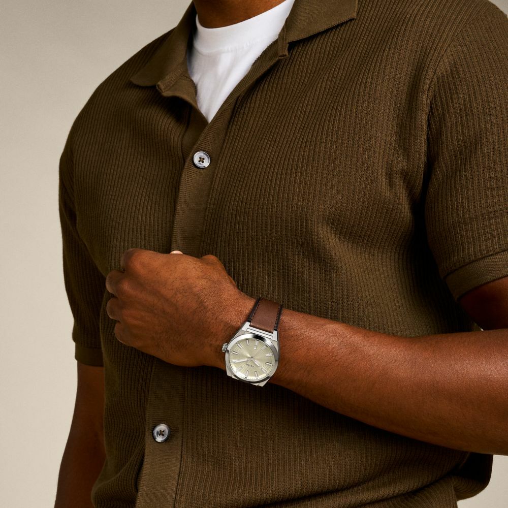 Everett 永恆時光日曆手錶 棕色真皮錶帶 42MM FS6071