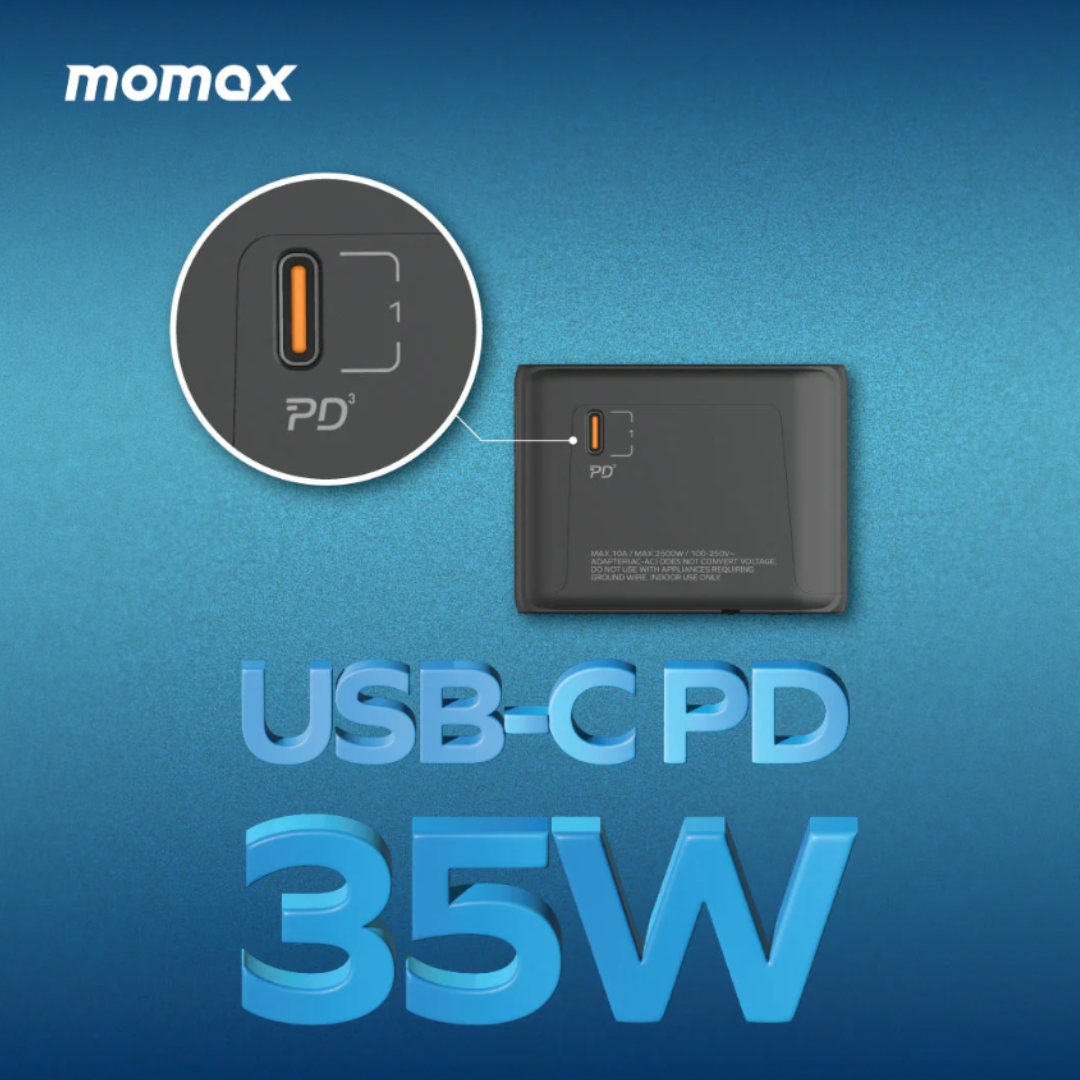 MOMAX 1-World USB PD35W 5 USB 旅行充電插座 UA9 [黑/白]