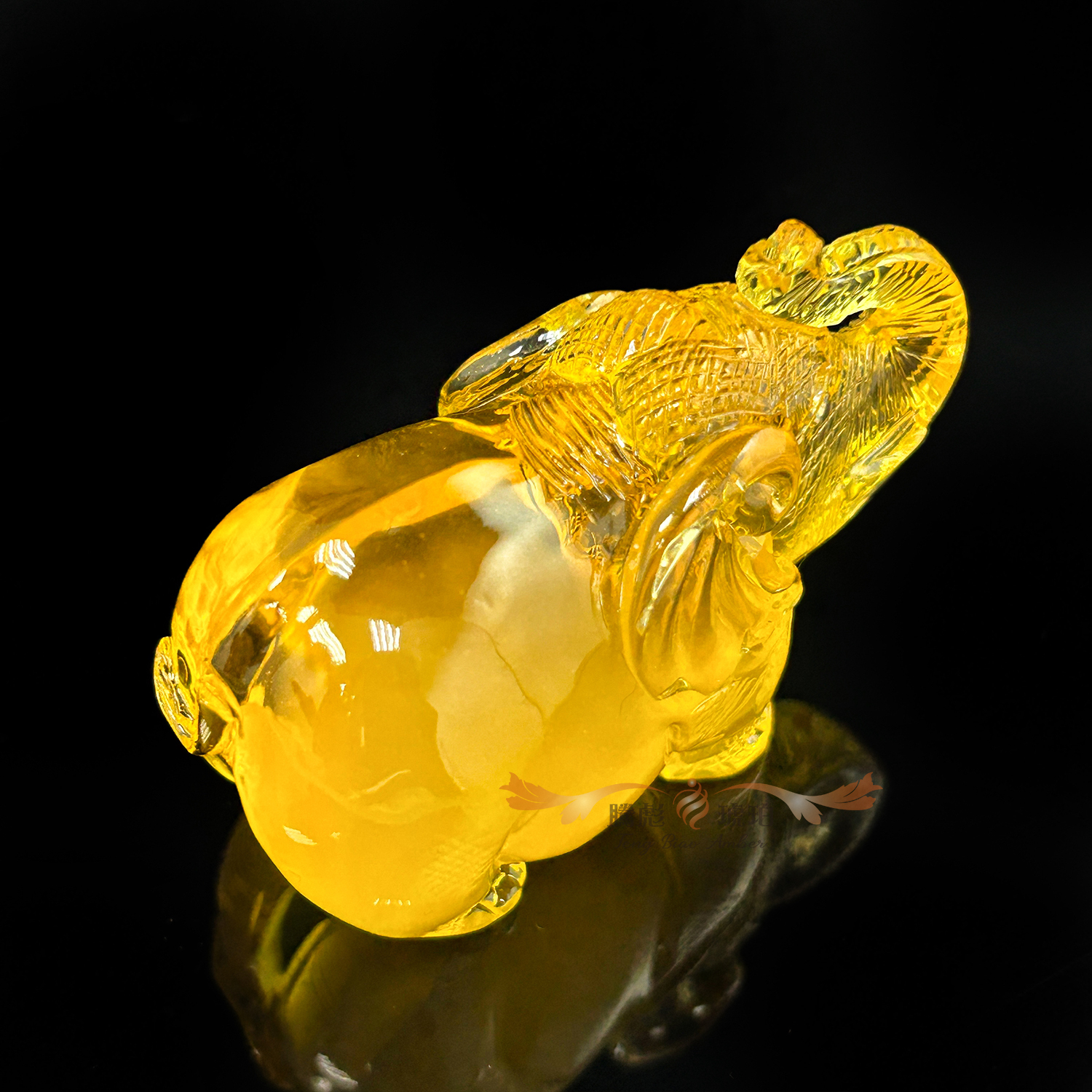收藏款天然波羅的海金絞意境蜜蠟立體太平有象風水擺飾