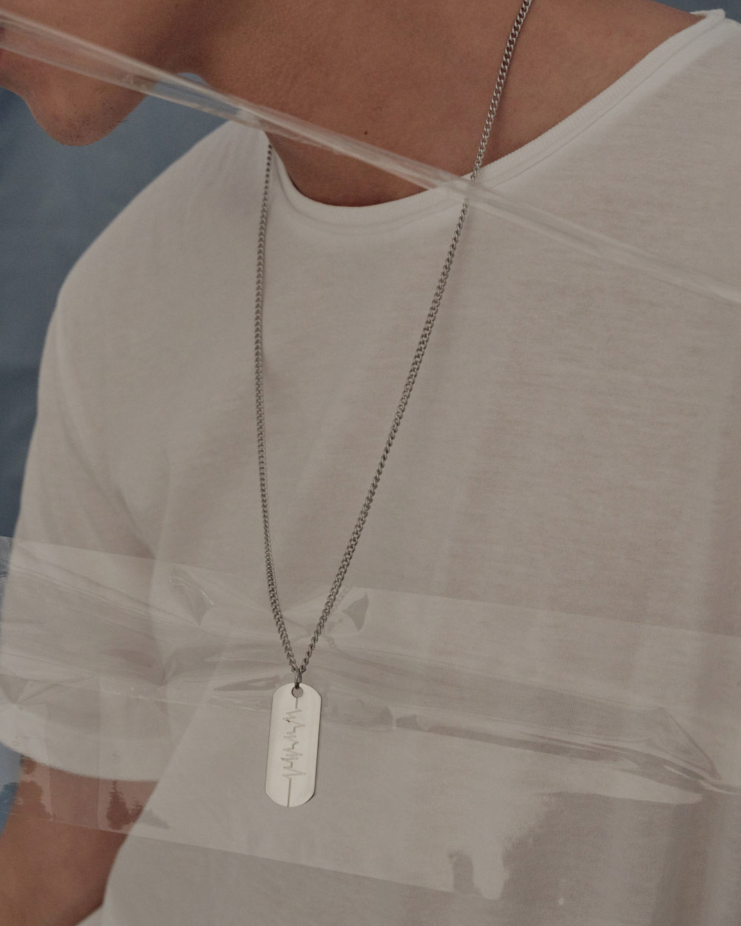 RECOVERY 心電圖項鍊-鋼製 (銀色)