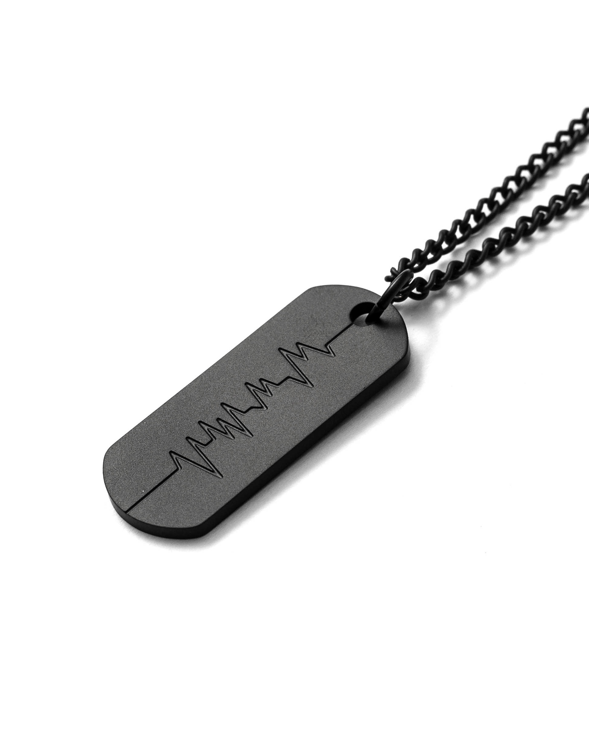 Recovery 心電圖項鍊-鋼製 (黑色)