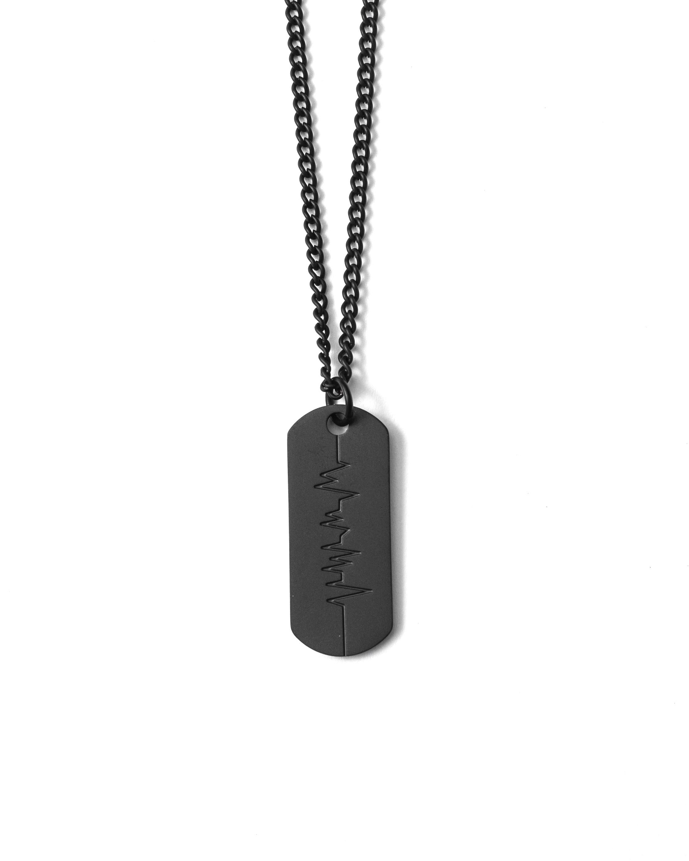 Recovery 心電圖項鍊-鋼製 (黑色)