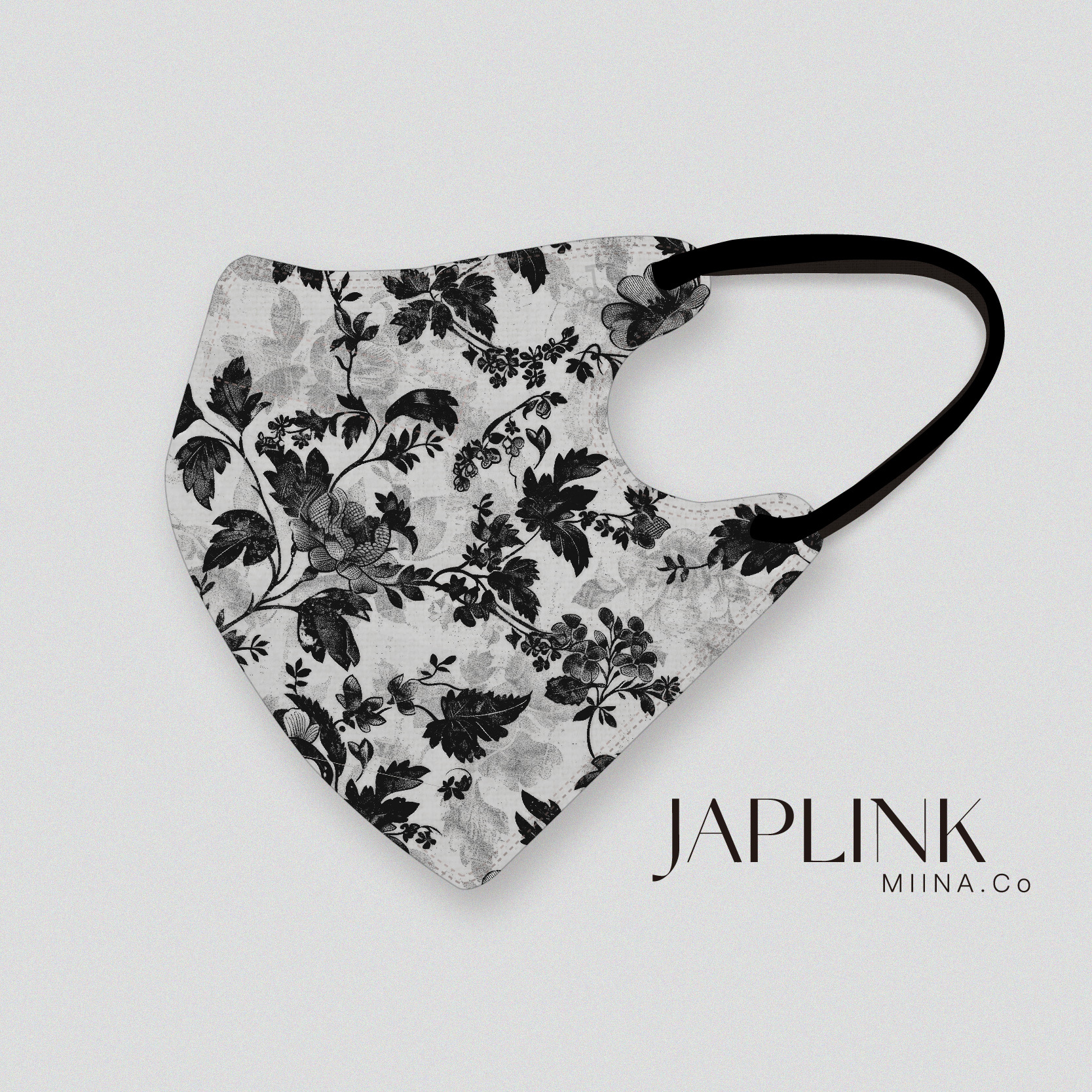 JAPLINK MASK 立體口罩【 HEPA 設計款 】灰影蕾絲