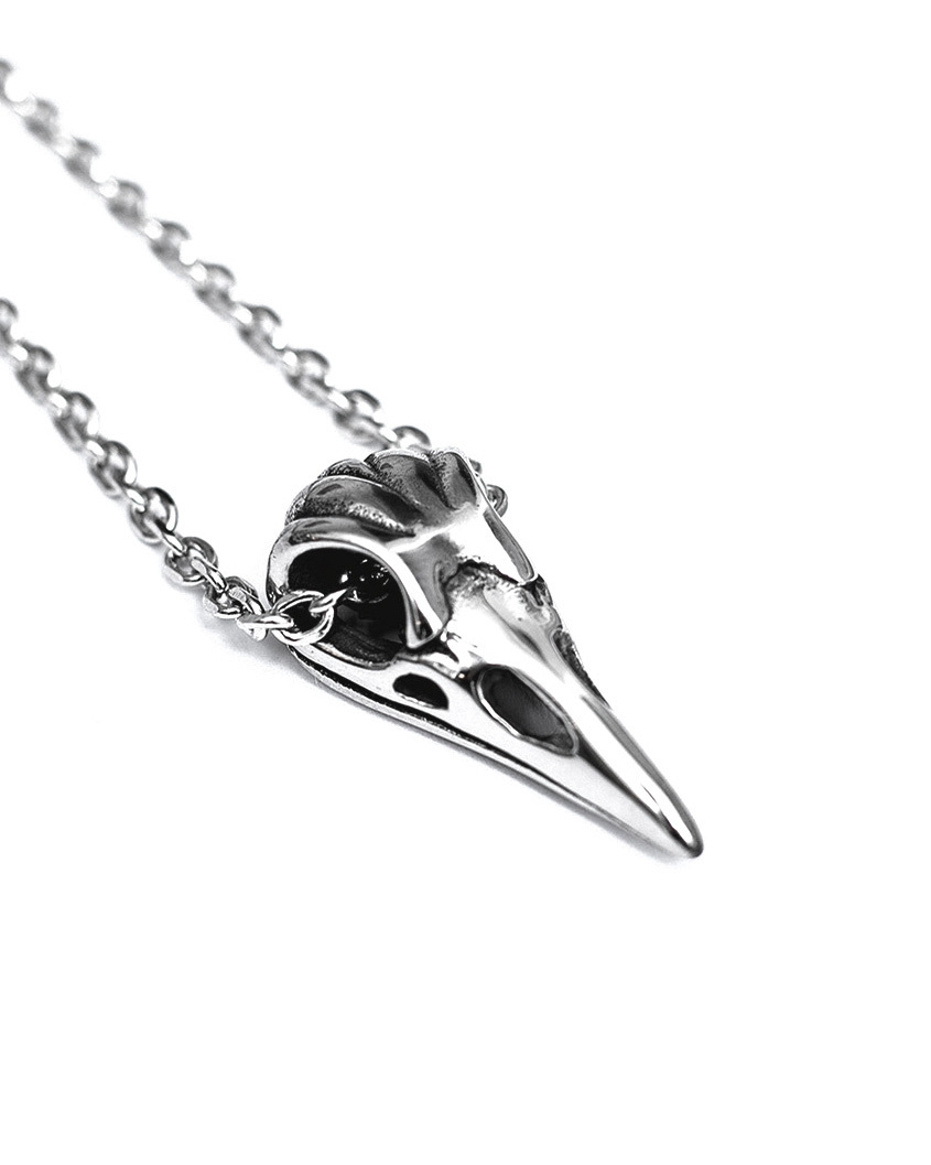 RECOVERY 烏鴉頭骨項鍊-鋼製 (古銀色)