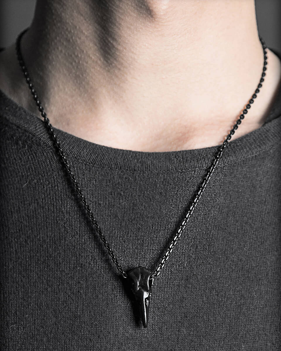 RECOVERY 烏鴉頭骨項鍊-鋼製 (黑色)