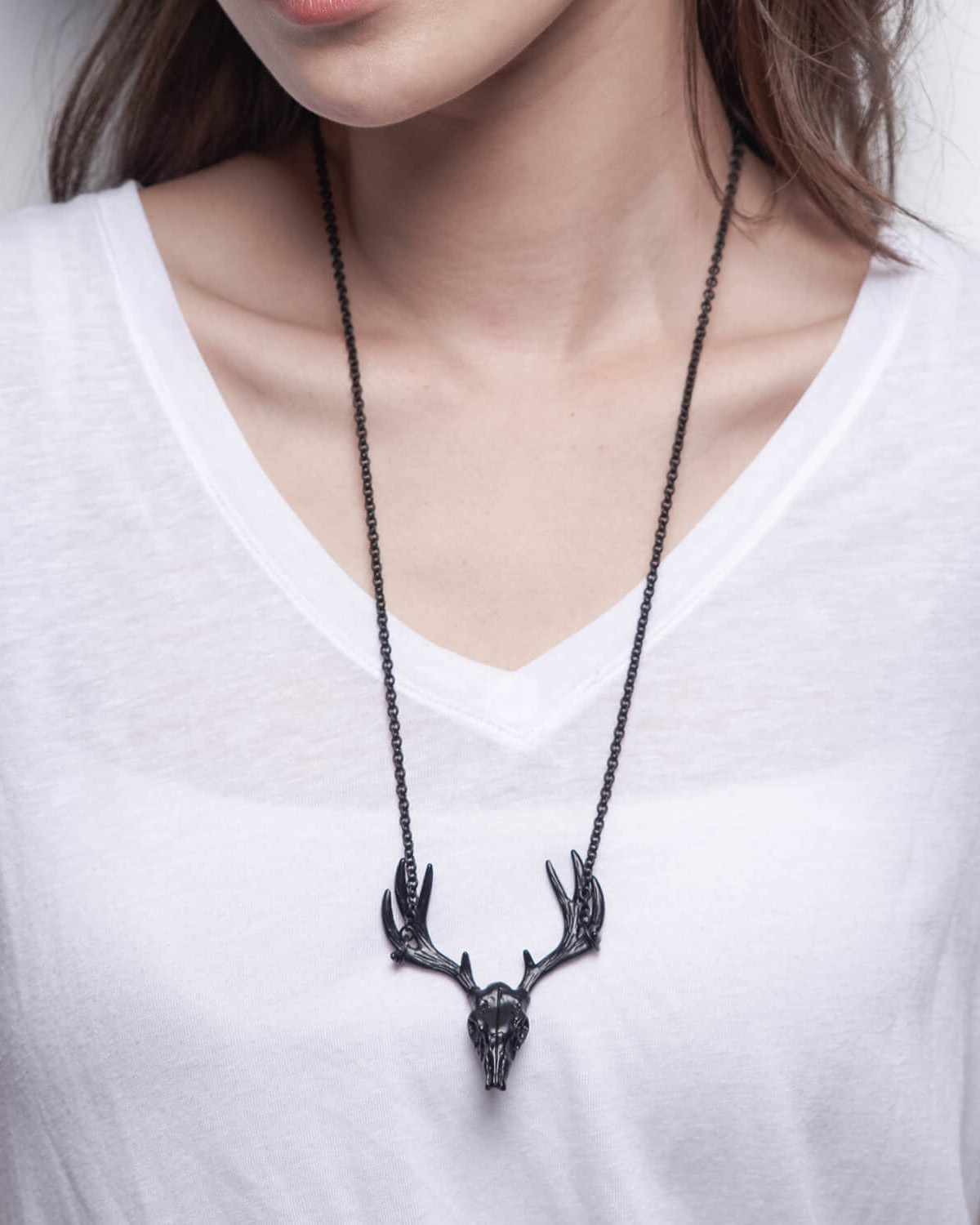 RECOVERY 鹿頭骨項鍊（黑色）