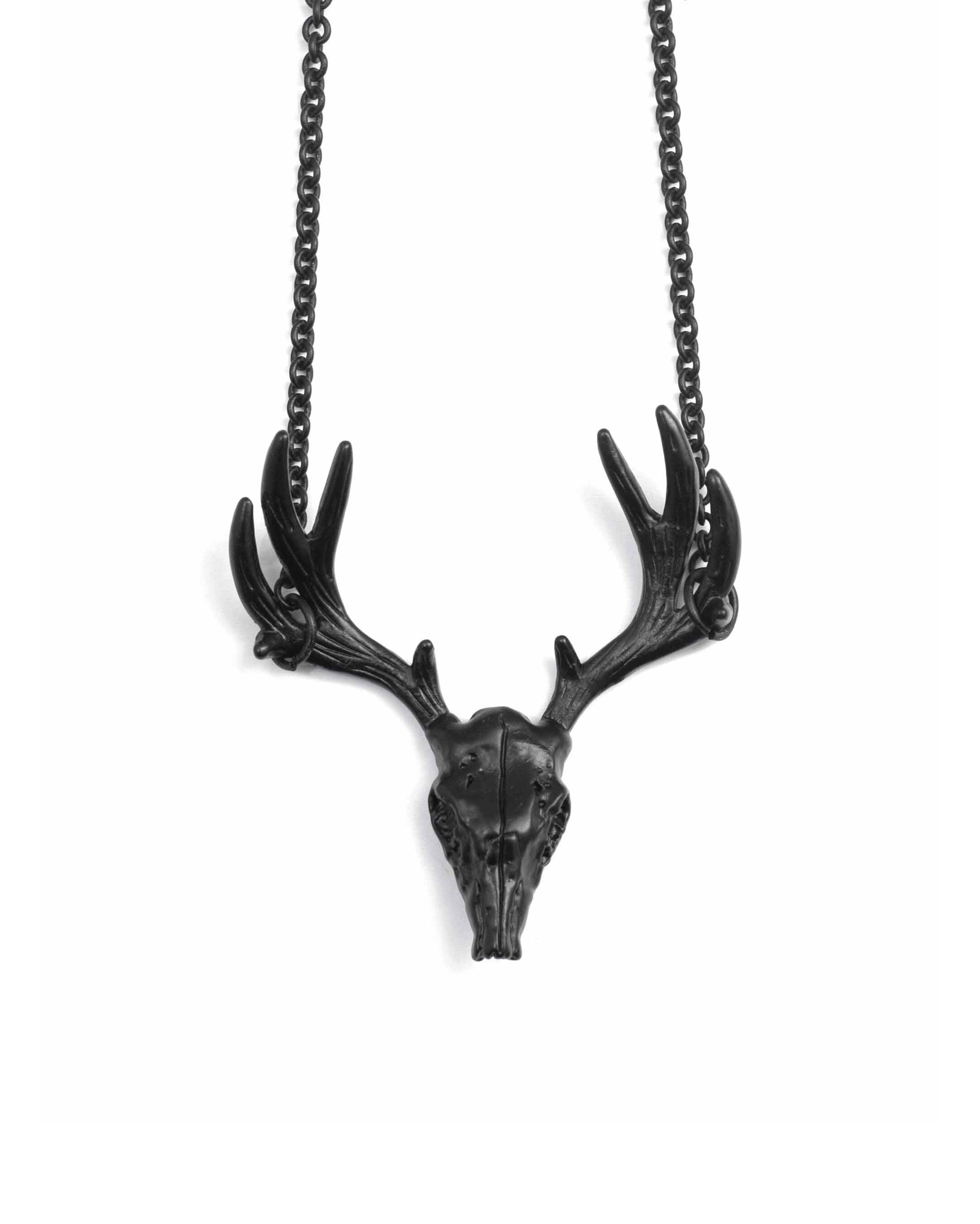 RECOVERY 鹿頭骨項鍊（黑色）