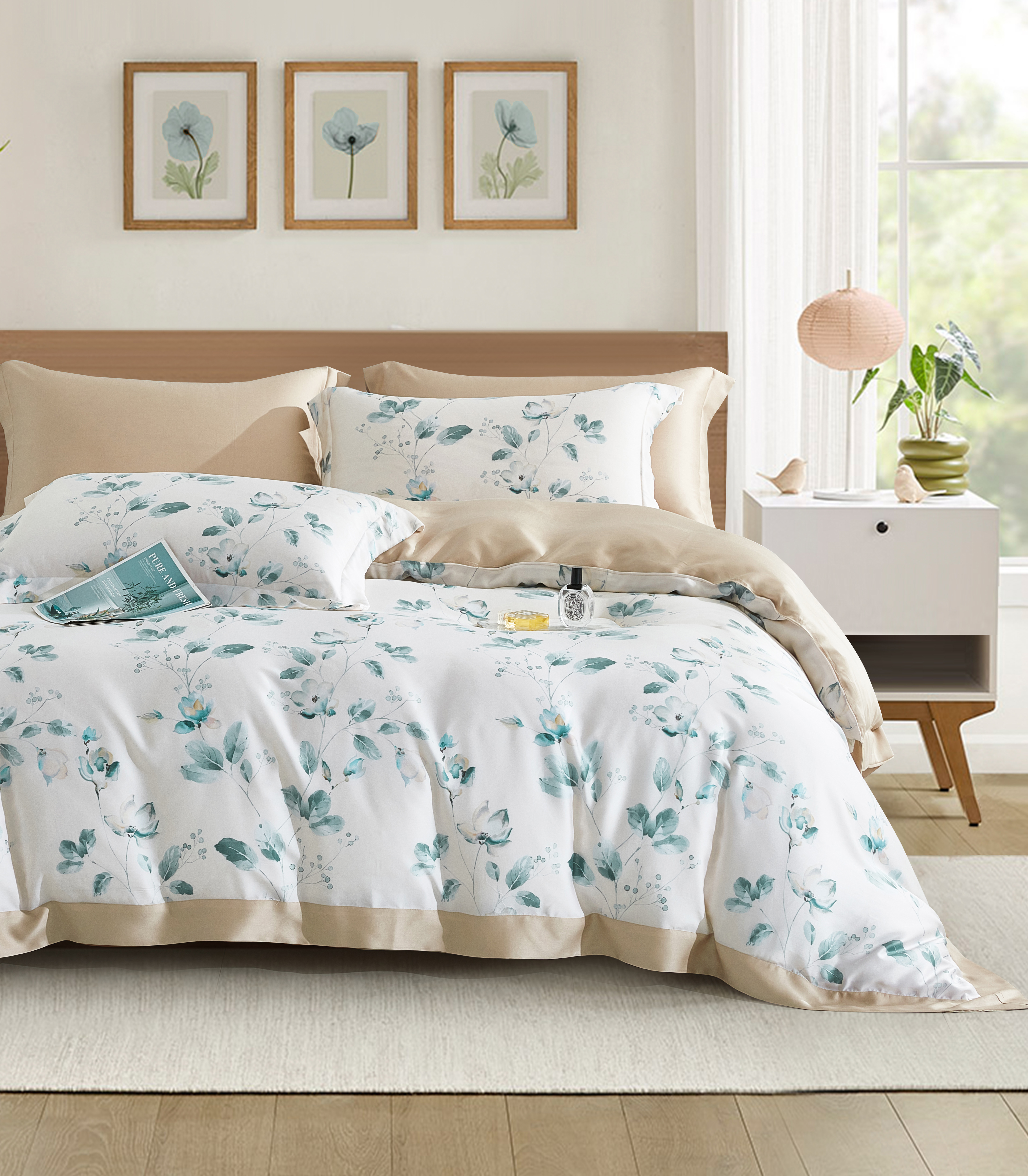 100%60支凡芮思【小島日光】雙色翅膀款【兩用被+床包】