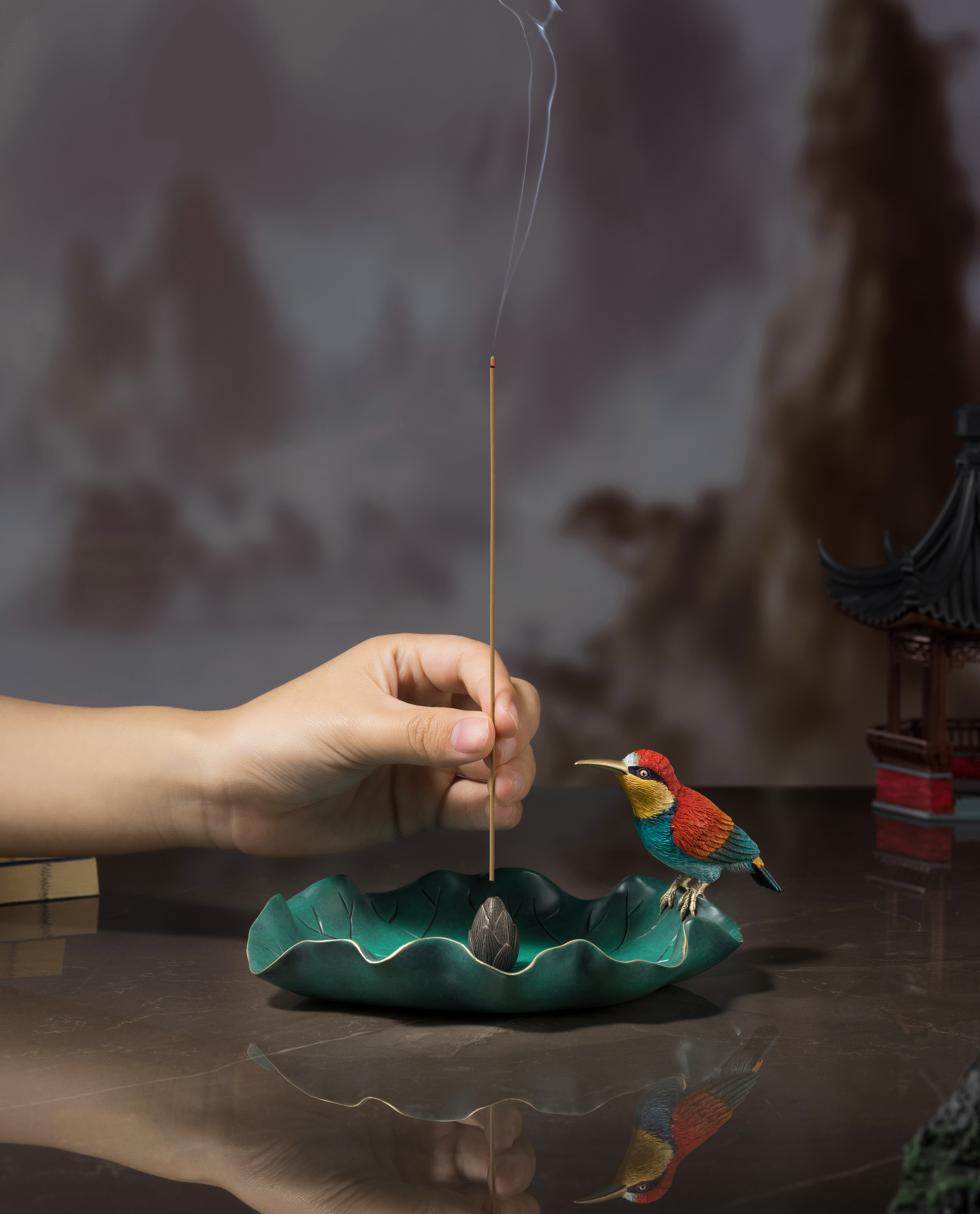 荷花翠鳥(香插)