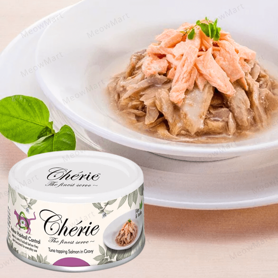 Cherie 法麗 - 微湯汁高纖排毛貓罐 (吞拿魚+三文魚) 80g