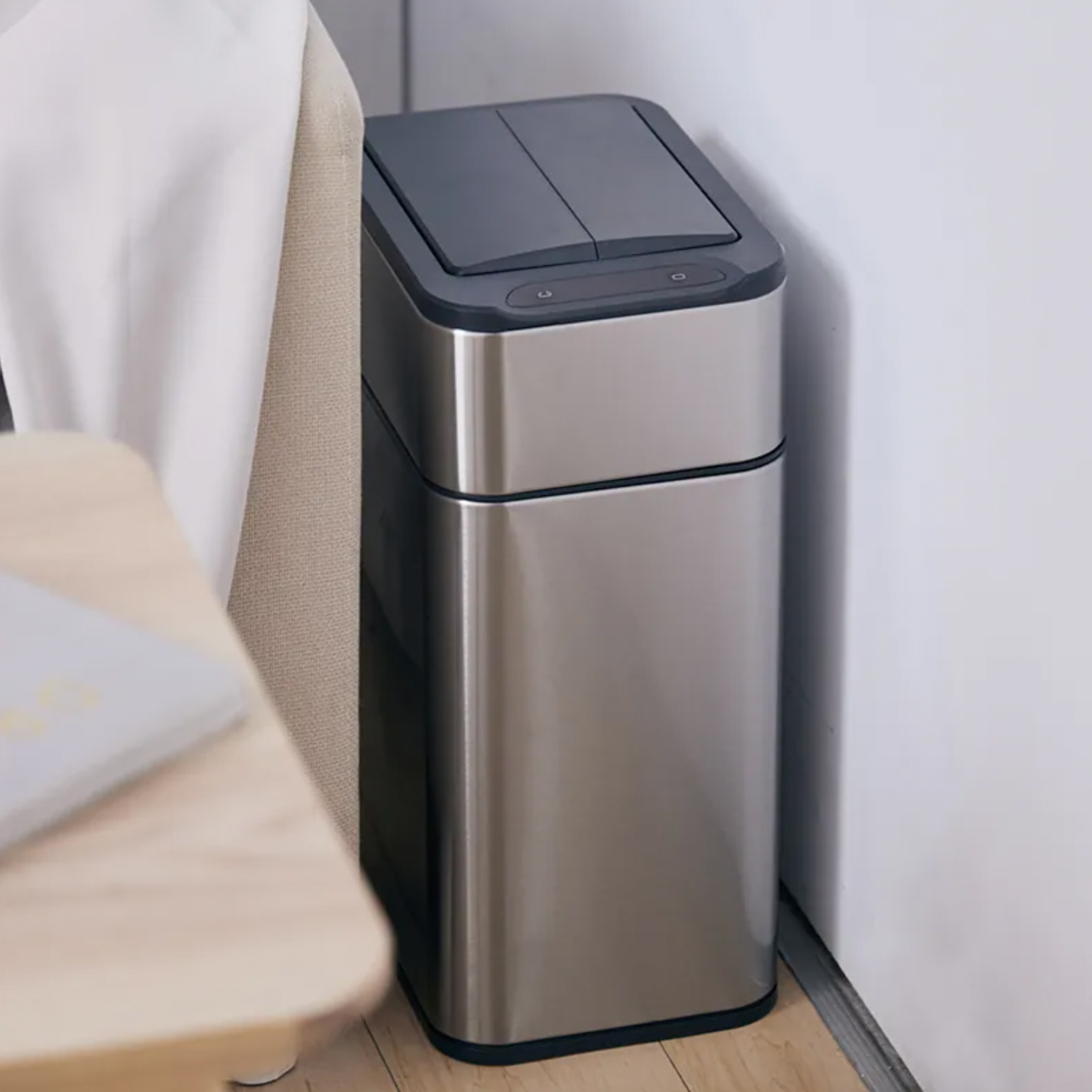 【美國ELPHECO】不鏽鋼雙開除臭感應垃圾桶 ELPH9811U鈦金色 (20L)