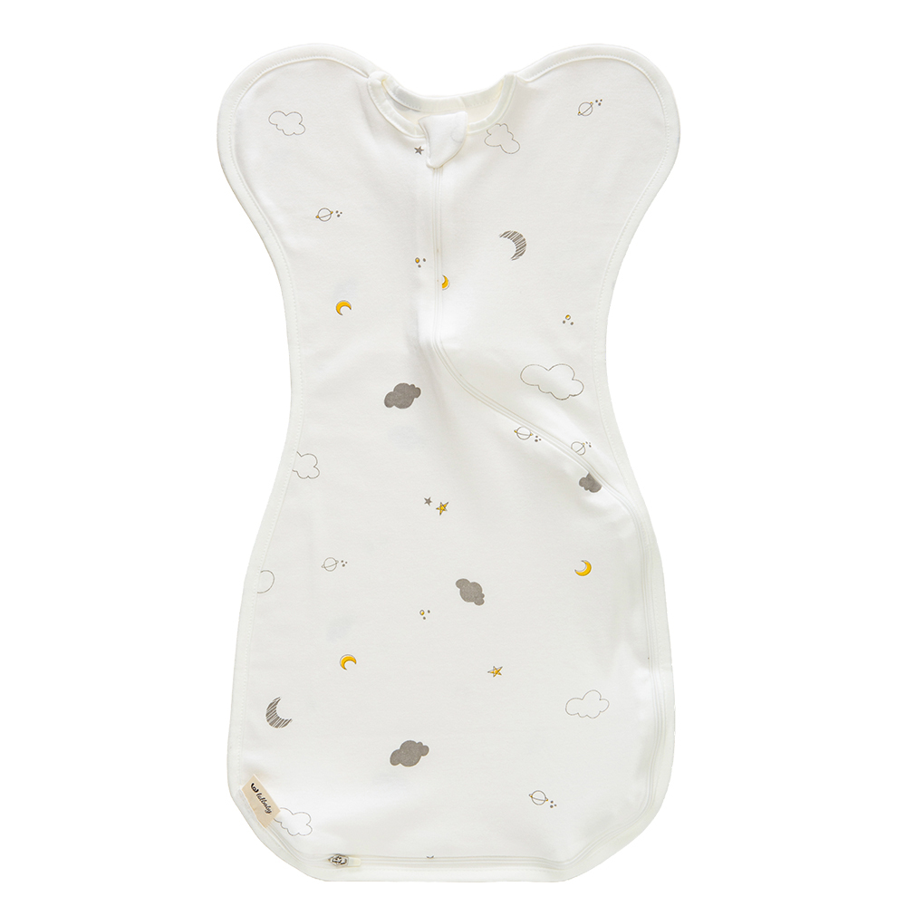 lolbaby 韓國 蝶型包巾baby swaddle 3-7m免脫換尿布-M號｜竹纖衣款｜雲朵朵