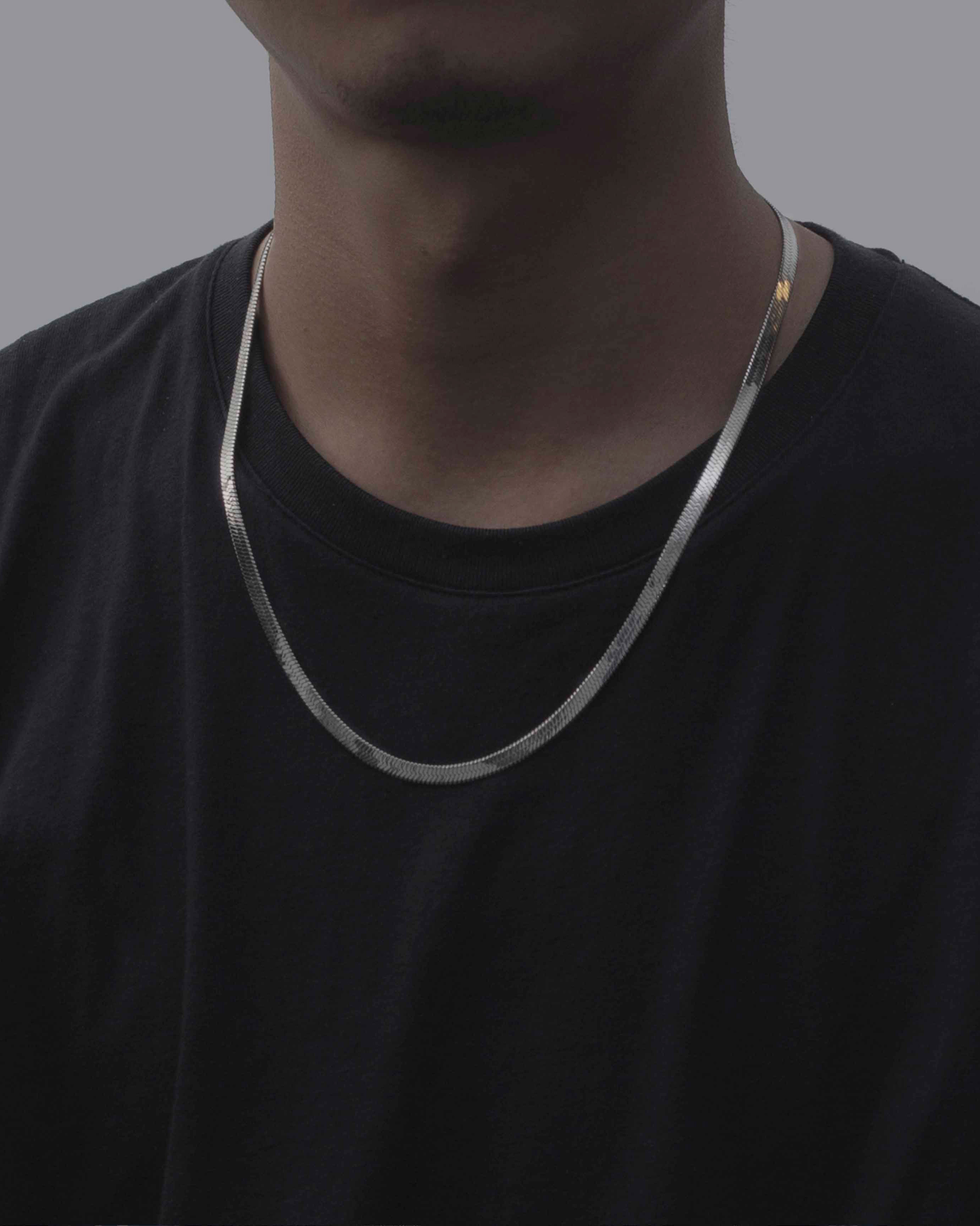 RECOVERY 5MM扁蛇鍊項鍊 (亮銀)