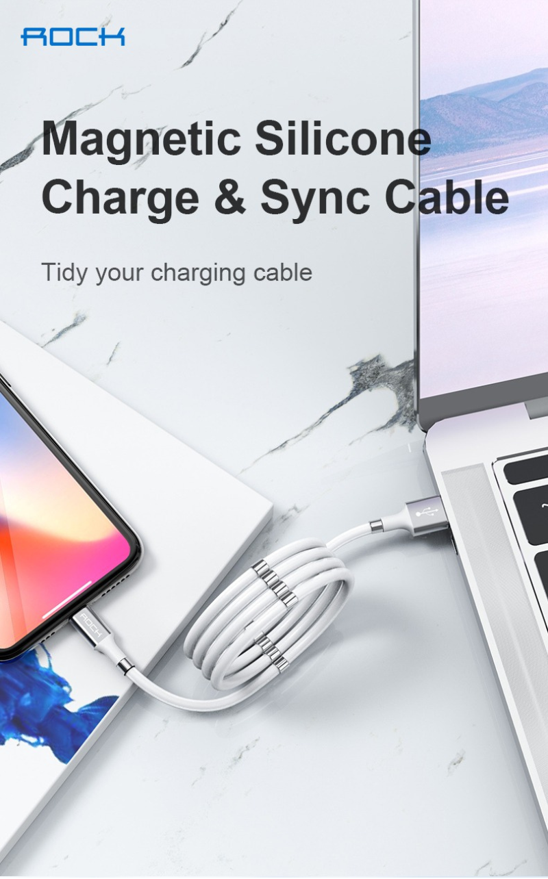 Rock 磁吸硅膠耐用充電線  iPhone Lightning l Type-c