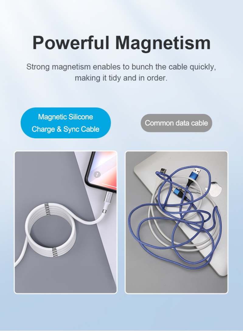 Rock 磁吸硅膠耐用充電線  iPhone Lightning l Type-c