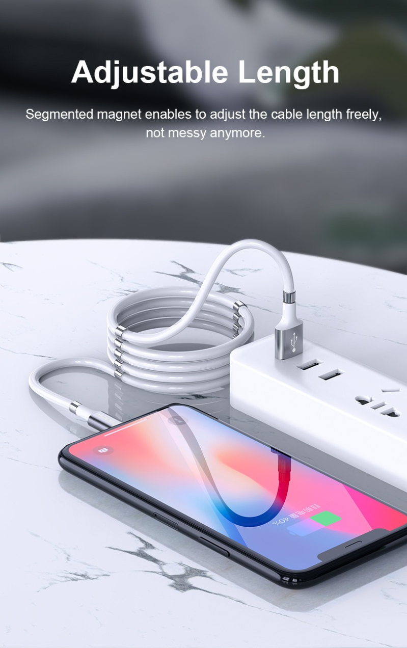 Rock 磁吸硅膠耐用充電線  iPhone Lightning l Type-c