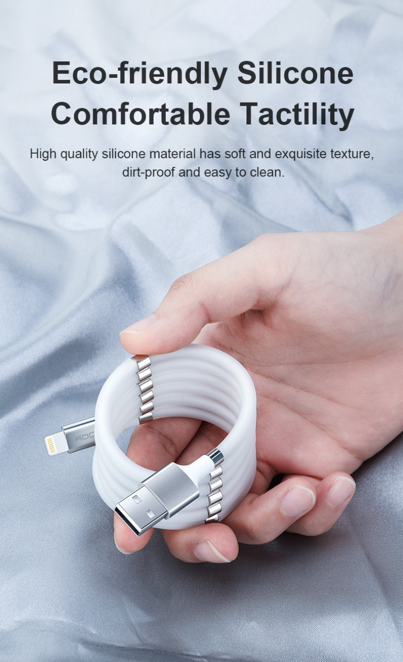 Rock 磁吸硅膠耐用充電線  iPhone Lightning l Type-c