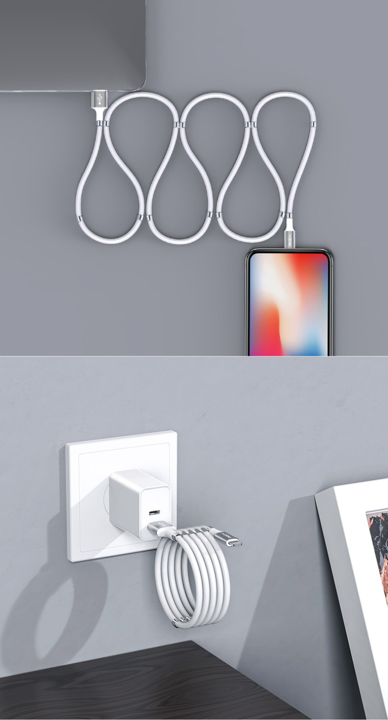 Rock 磁吸硅膠耐用充電線  iPhone Lightning l Type-c