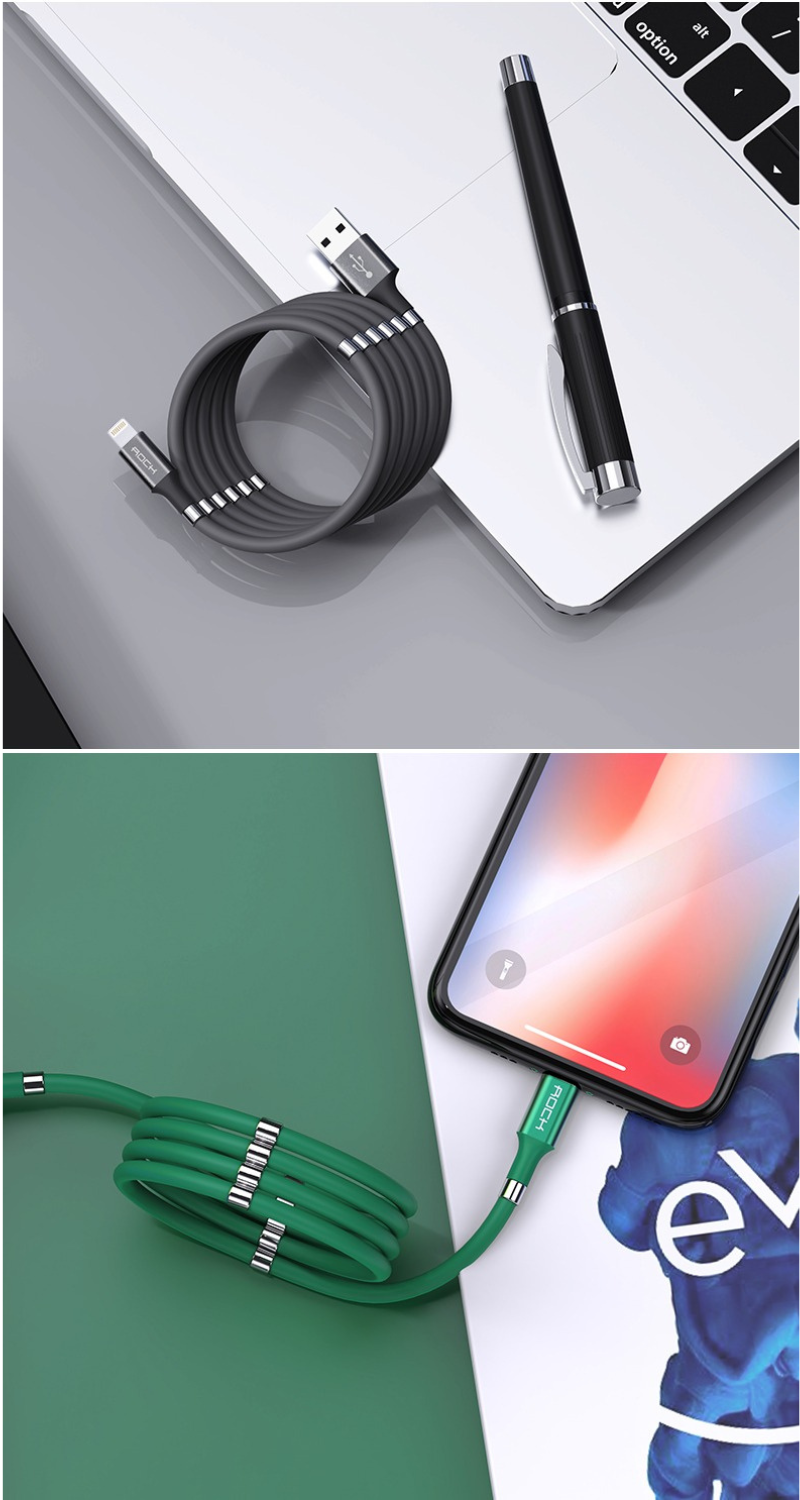 Rock 磁吸硅膠耐用充電線  iPhone Lightning l Type-c