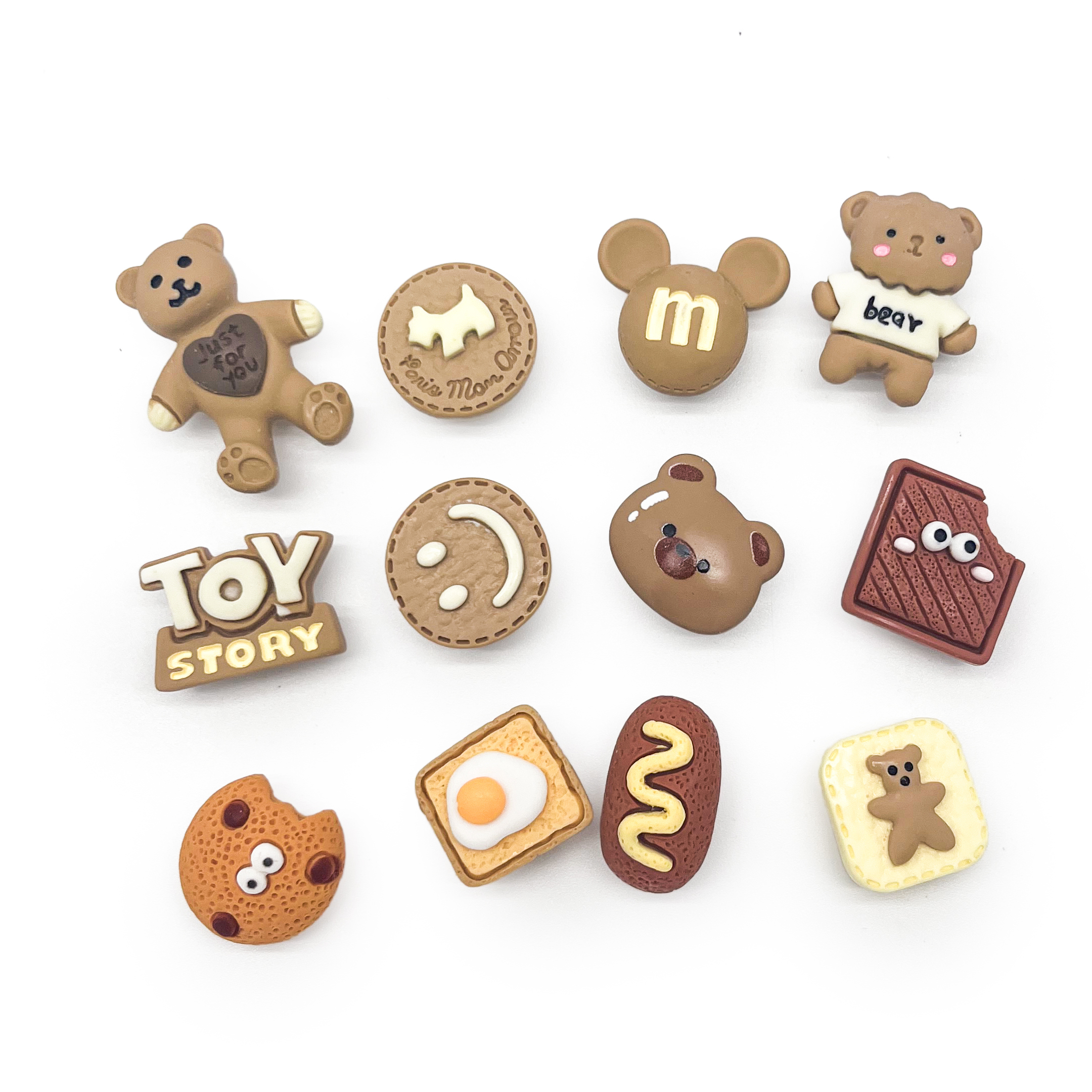 【洞洞鞋扣】熊熊系列咖啡色小點心-11