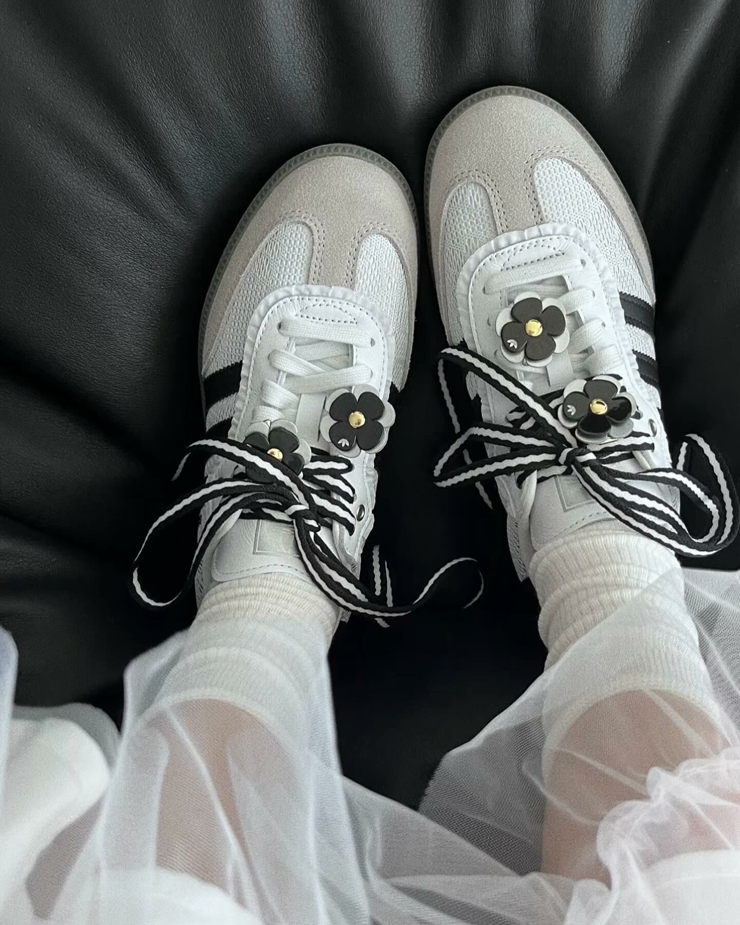 ADIDAS SAMBA OG 蕾絲 灰白 小花 德訓鞋 IH3371