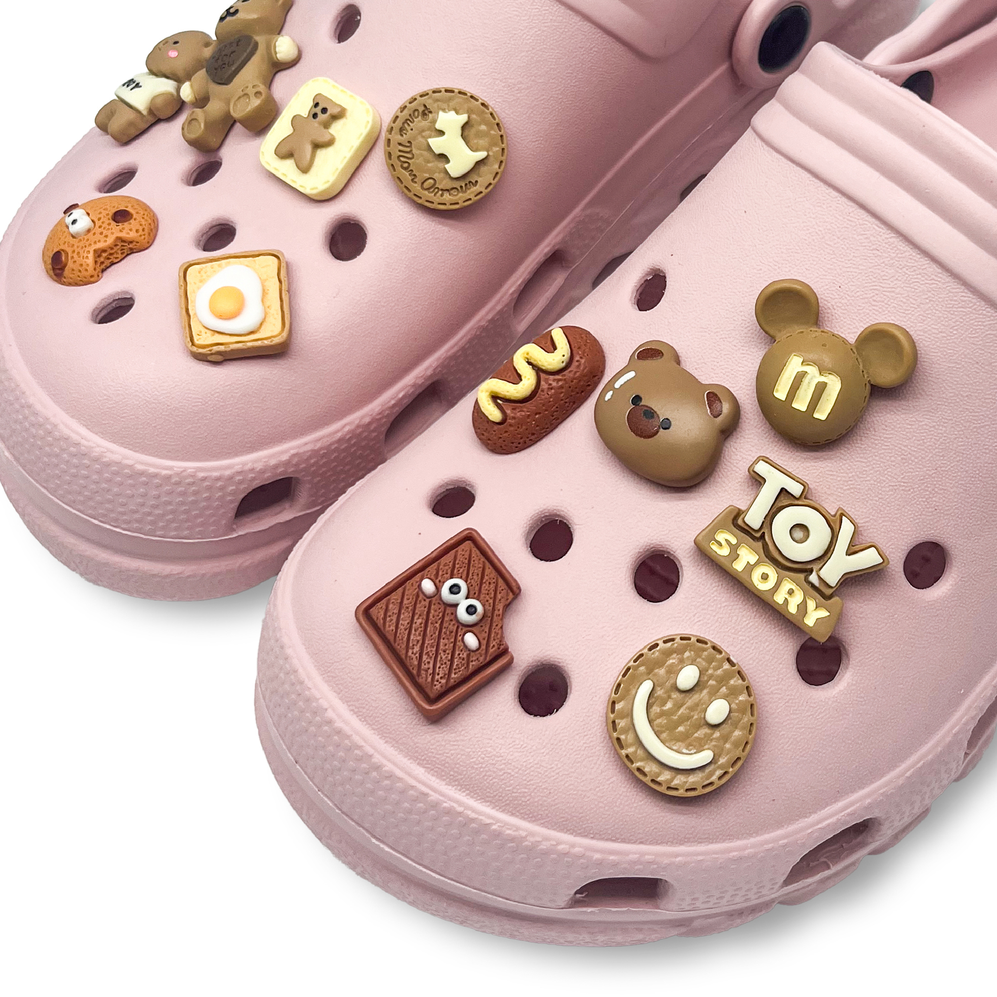 【洞洞鞋扣】熊熊系列咖啡色小點心-11