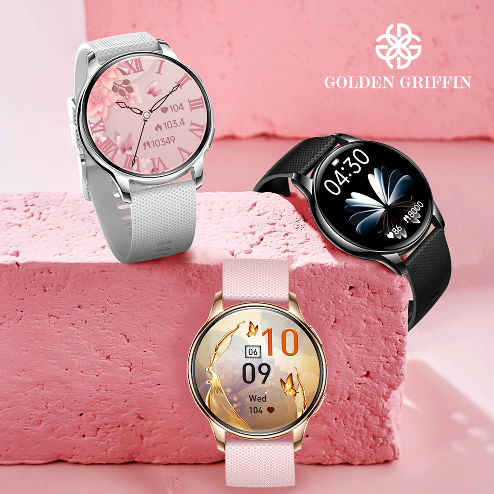 【Golden Griffin 金獅鷲】Y11 智能手錶 圓形 多功能 運動 健康 音樂控制 女性護理 智能語音助手 快拆錶帶
