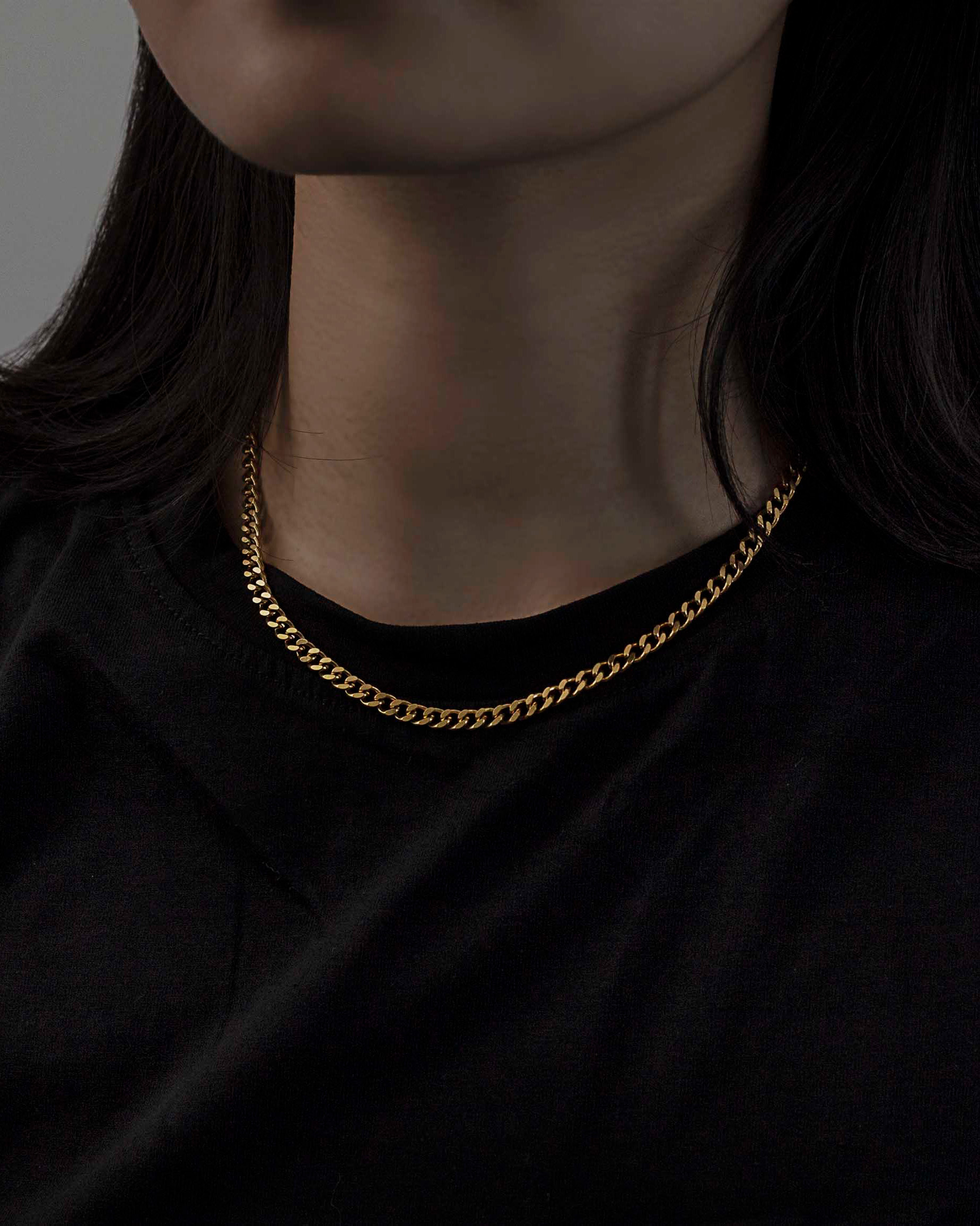 RECOVERY 3MM細扁項鍊 (金色)