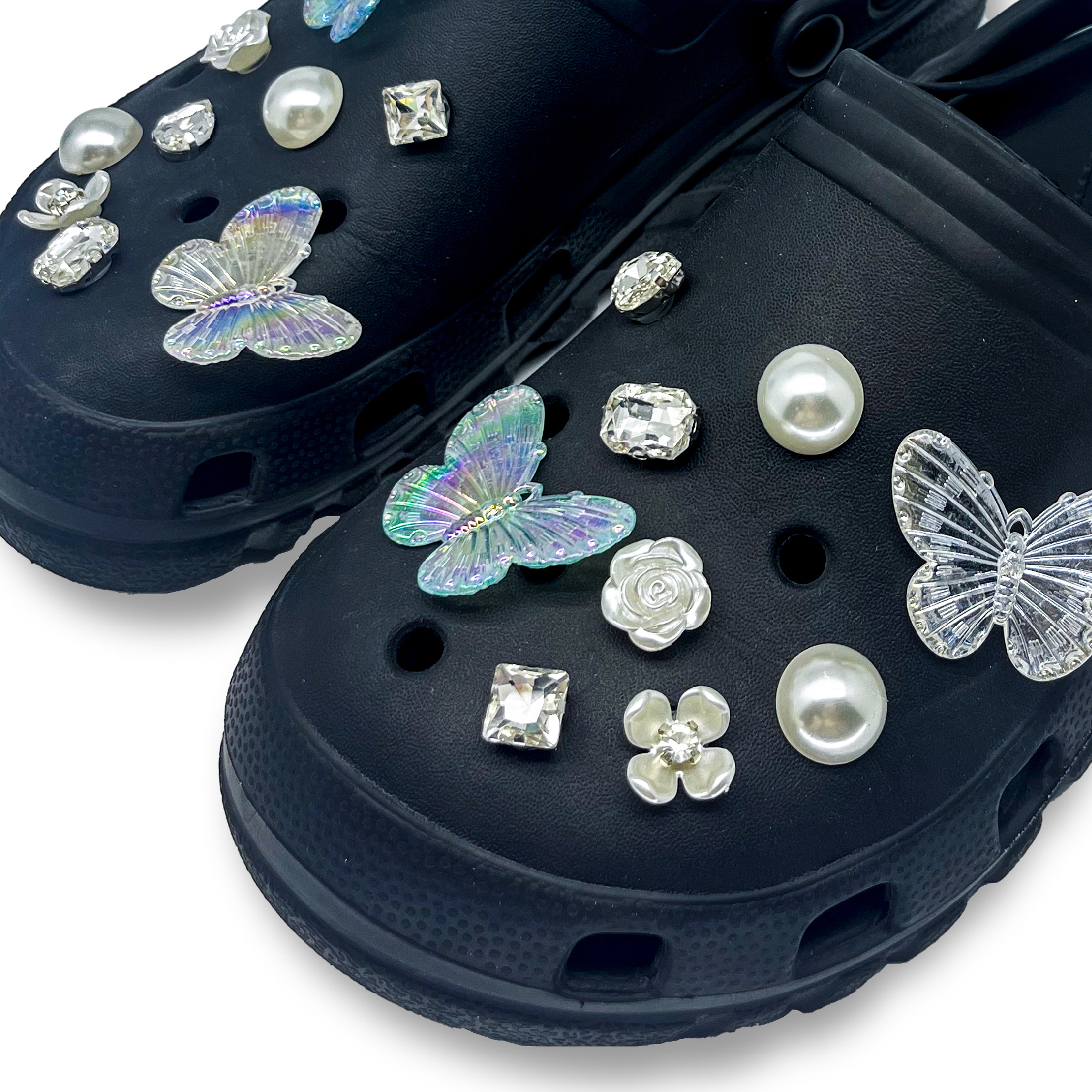 【洞洞鞋扣】仙氣飄飄蝴蝶鑽石珍珠 -8