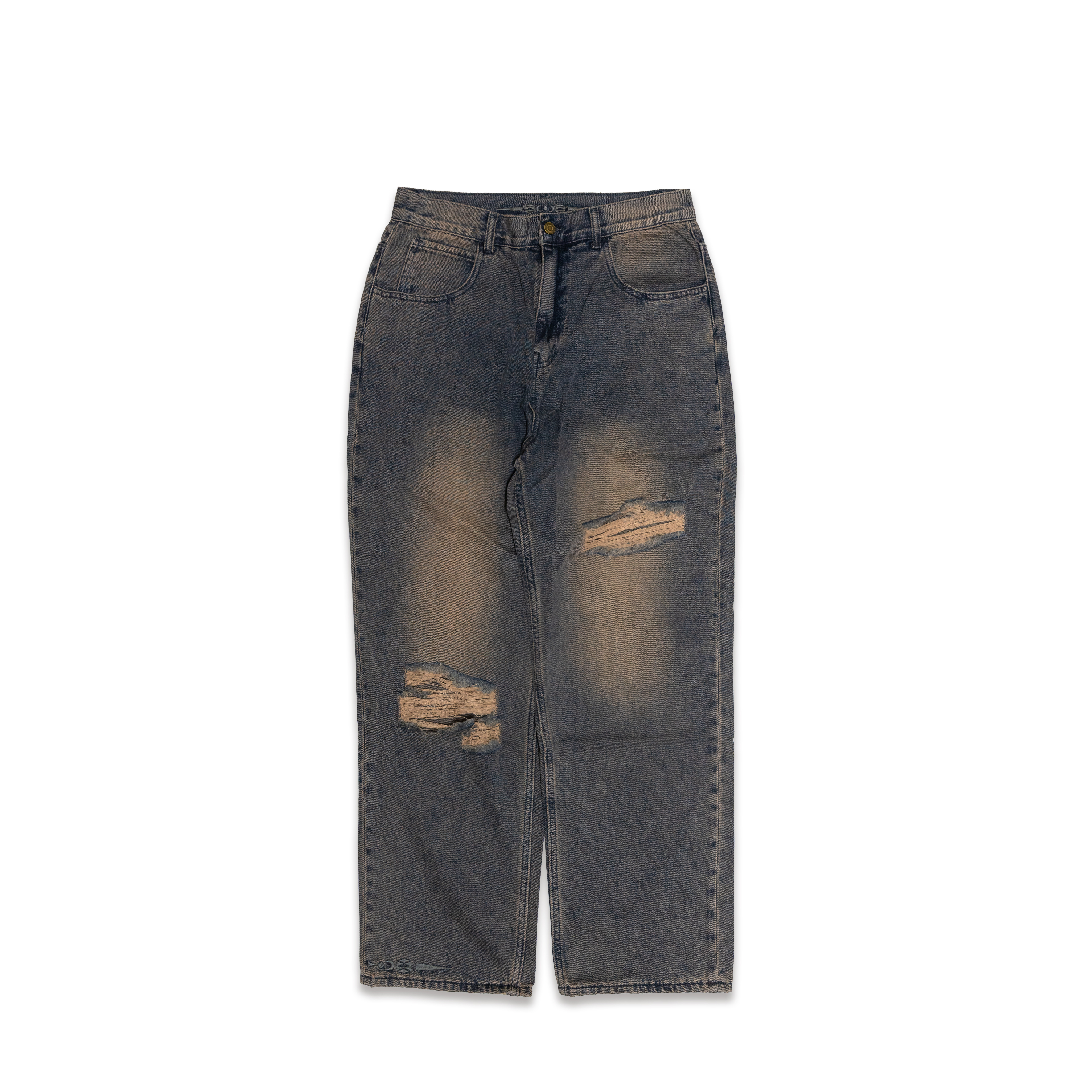 MOMENTUM Baggy Fit 刺繡牛仔褲