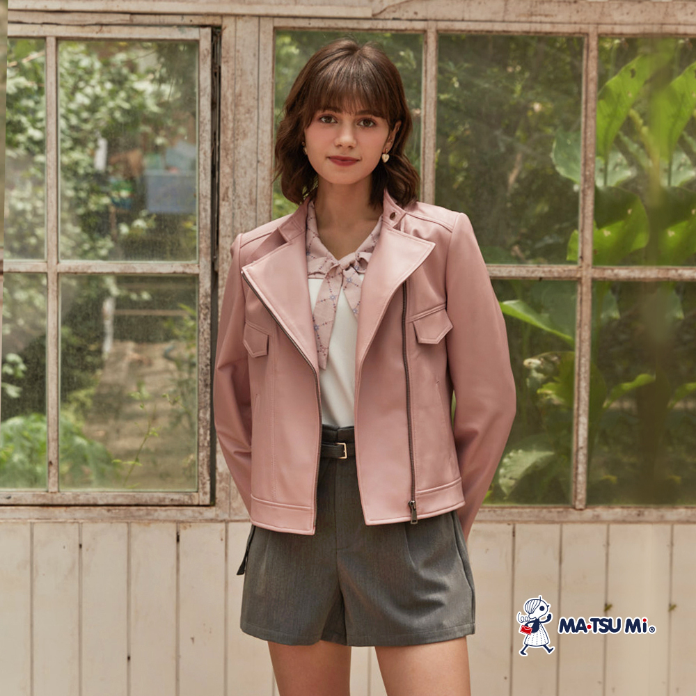 MA‧TSU Mi 不對稱腰帶設計短褲(深藍.深灰)