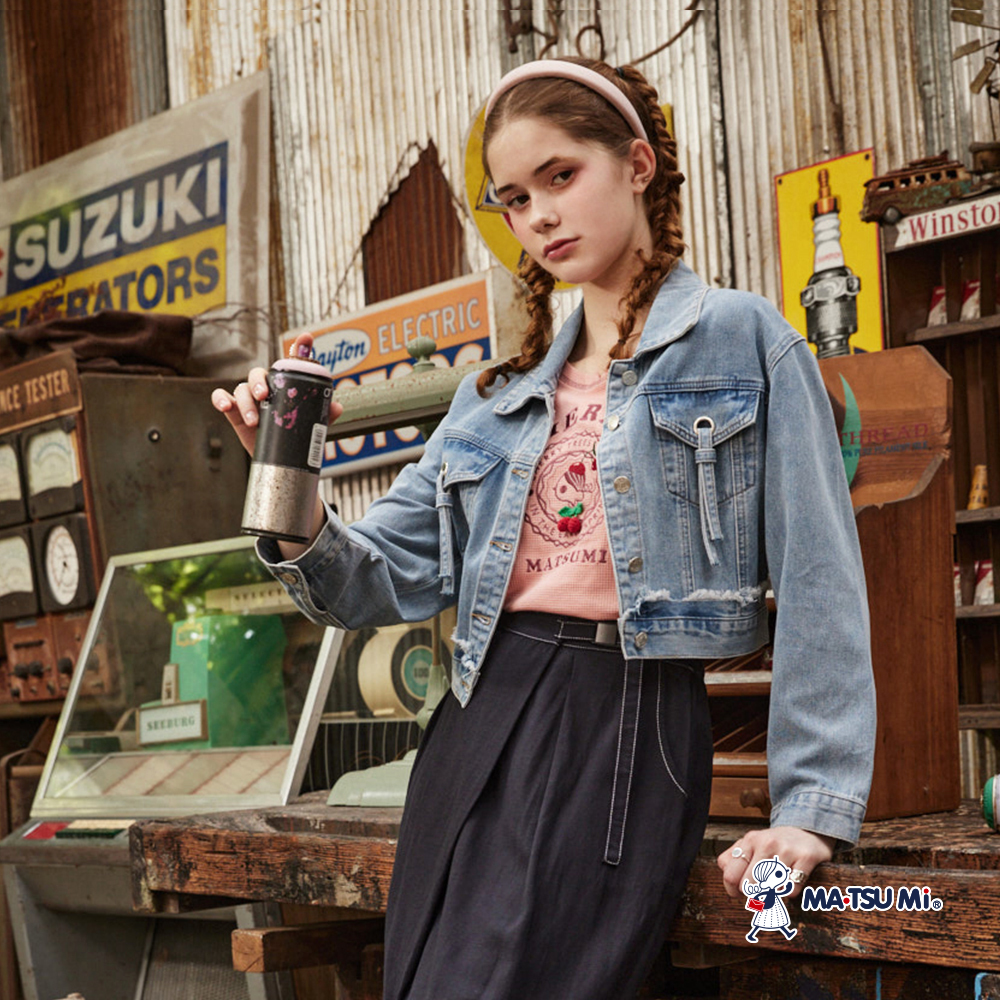 MA‧TSU Mi 不對稱腰帶設計麻料褲裙(卡.深藍)