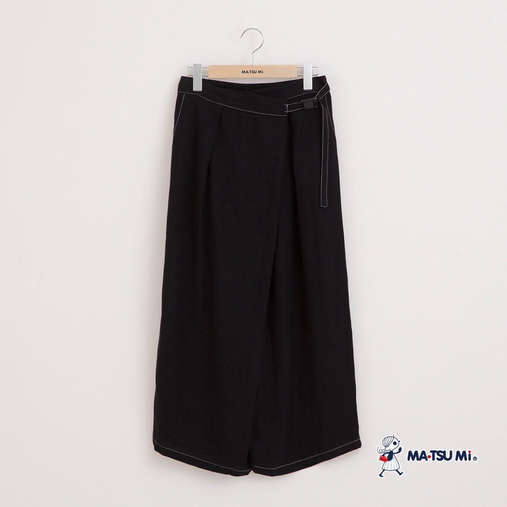 MA‧TSU Mi 不對稱腰帶設計麻料褲裙(卡.深藍)