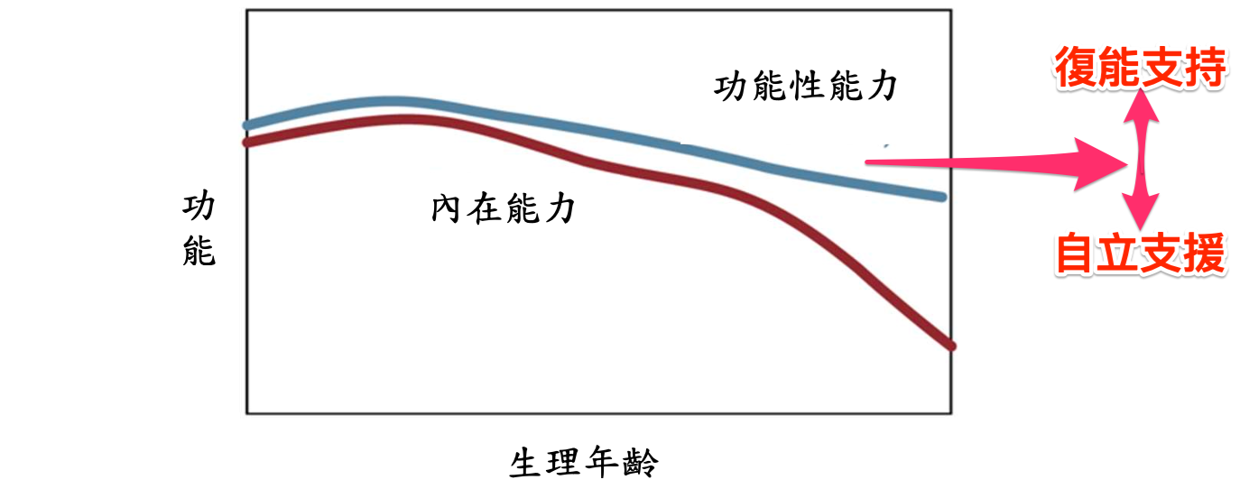 功能性能力及內在能力隨年齡增長之變化（World Health Organization, 2015）