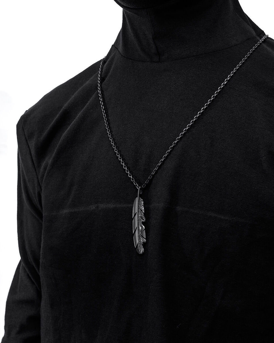 RECOVERY 羽毛項鍊 (霧黑色)