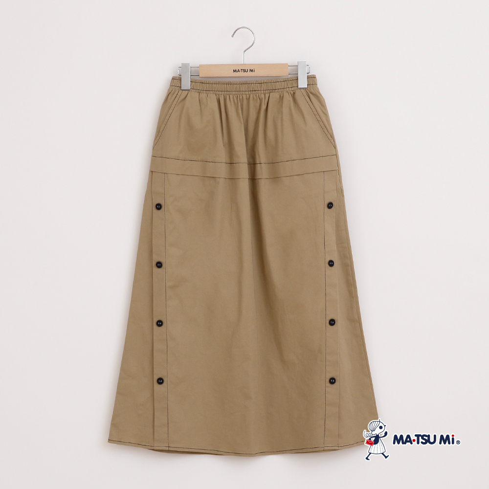 MA‧TSU Mi 設計感剪接車線感多鈕釦長裙(卡.深灰)