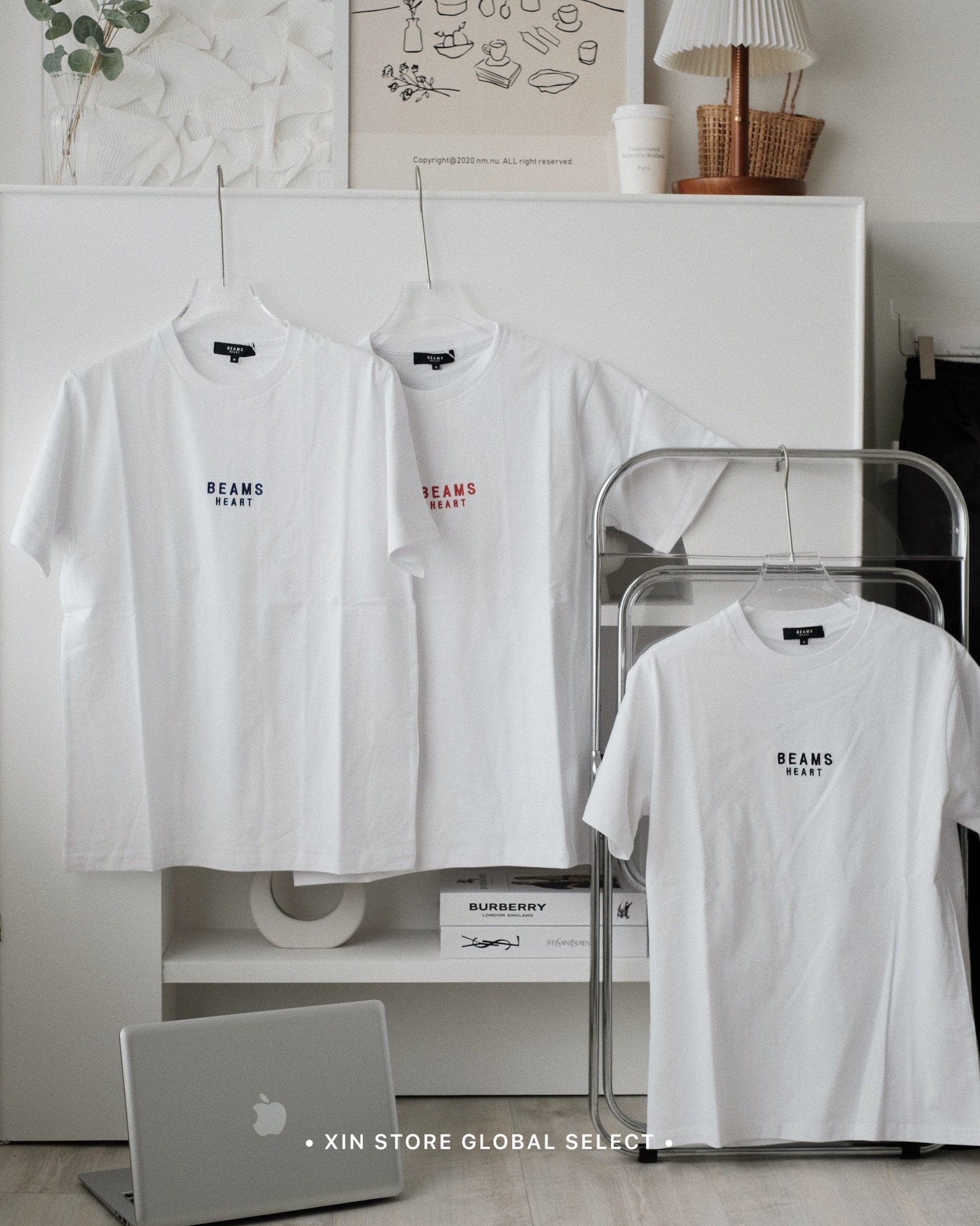 【現貨】Beams Heart 日本限定 Logo 字體 刺繡 素色 短袖 三色