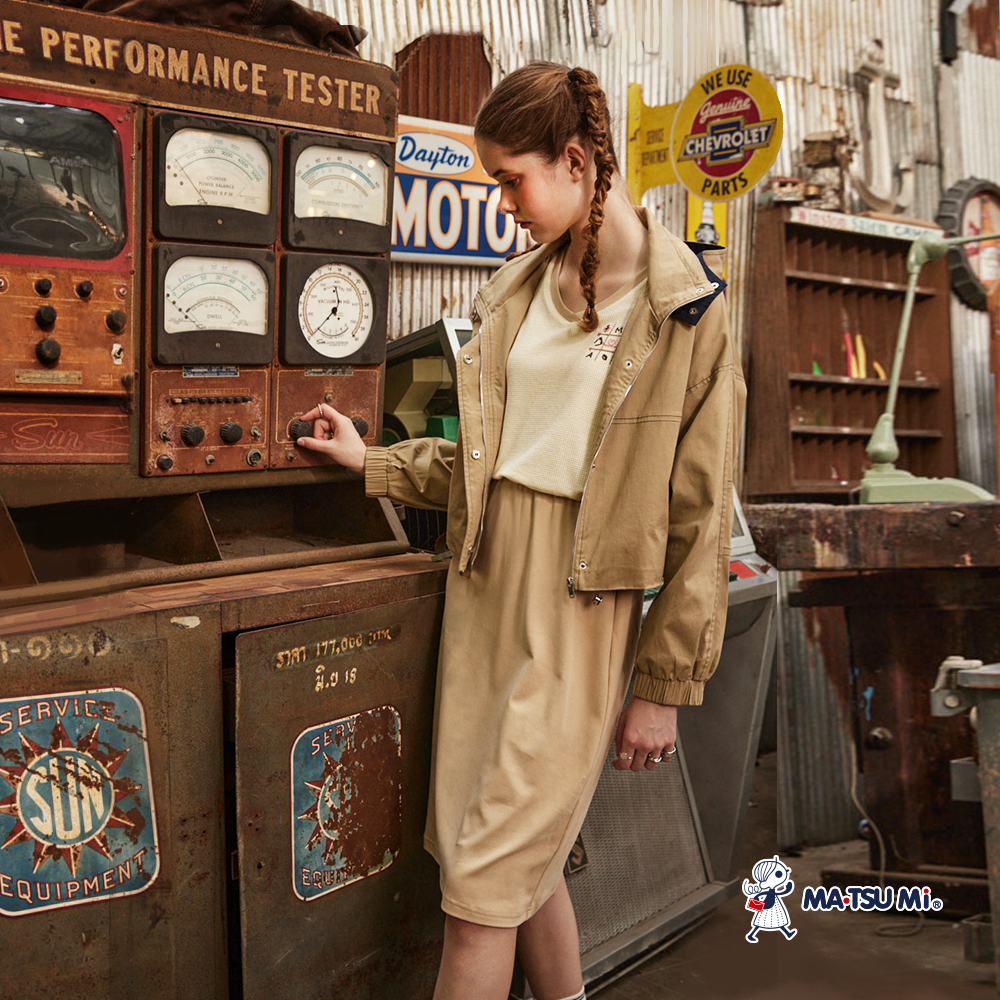 MA‧TSU Mi 跳色車線剪裁抽繩設計外套(卡.深灰)