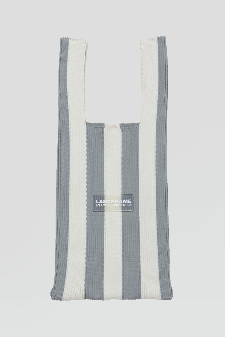 LASTFRAME｜STRIPE 小針織灰白條紋托特包
