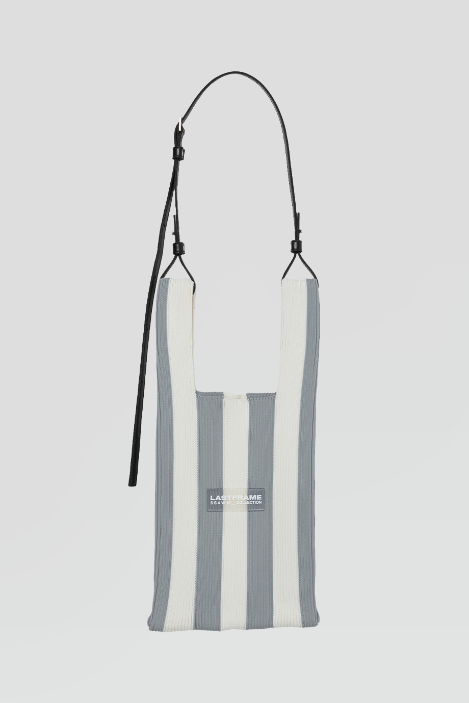LASTFRAME｜STRIPE 小針織灰白條紋托特包