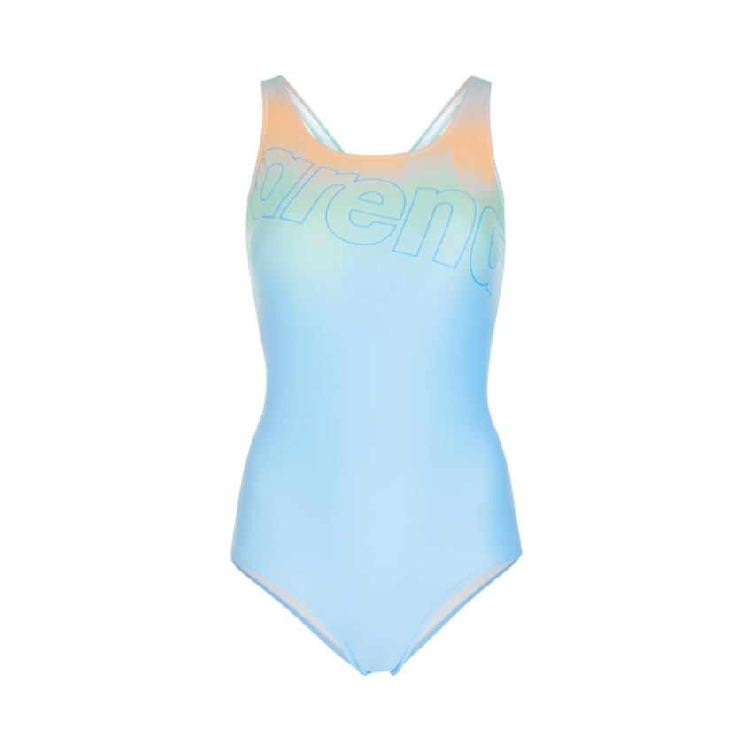 女士泳衣 PASTEL POP LOGO X背連身泳衣 - 淺藍