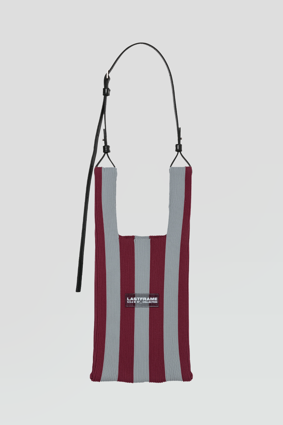 LASTFRAME｜STRIPE 小針織酒紅條紋托特包