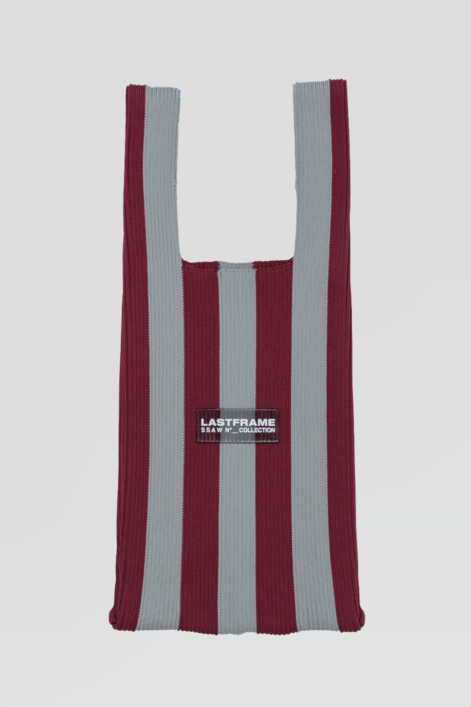 LASTFRAME｜STRIPE 小針織酒紅條紋托特包