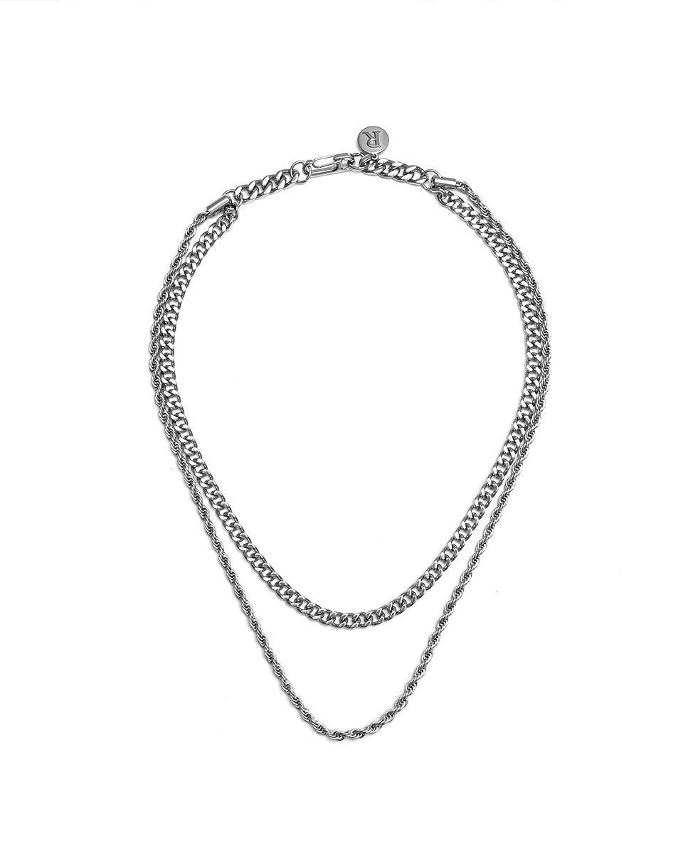 RECOVERY 雙層麻花項鍊 (亮銀色)